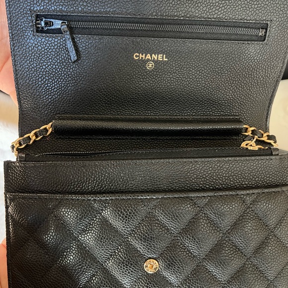 Chanel Black Caviar Quilted Boy Wallet On Chain - Picture 4 of 7